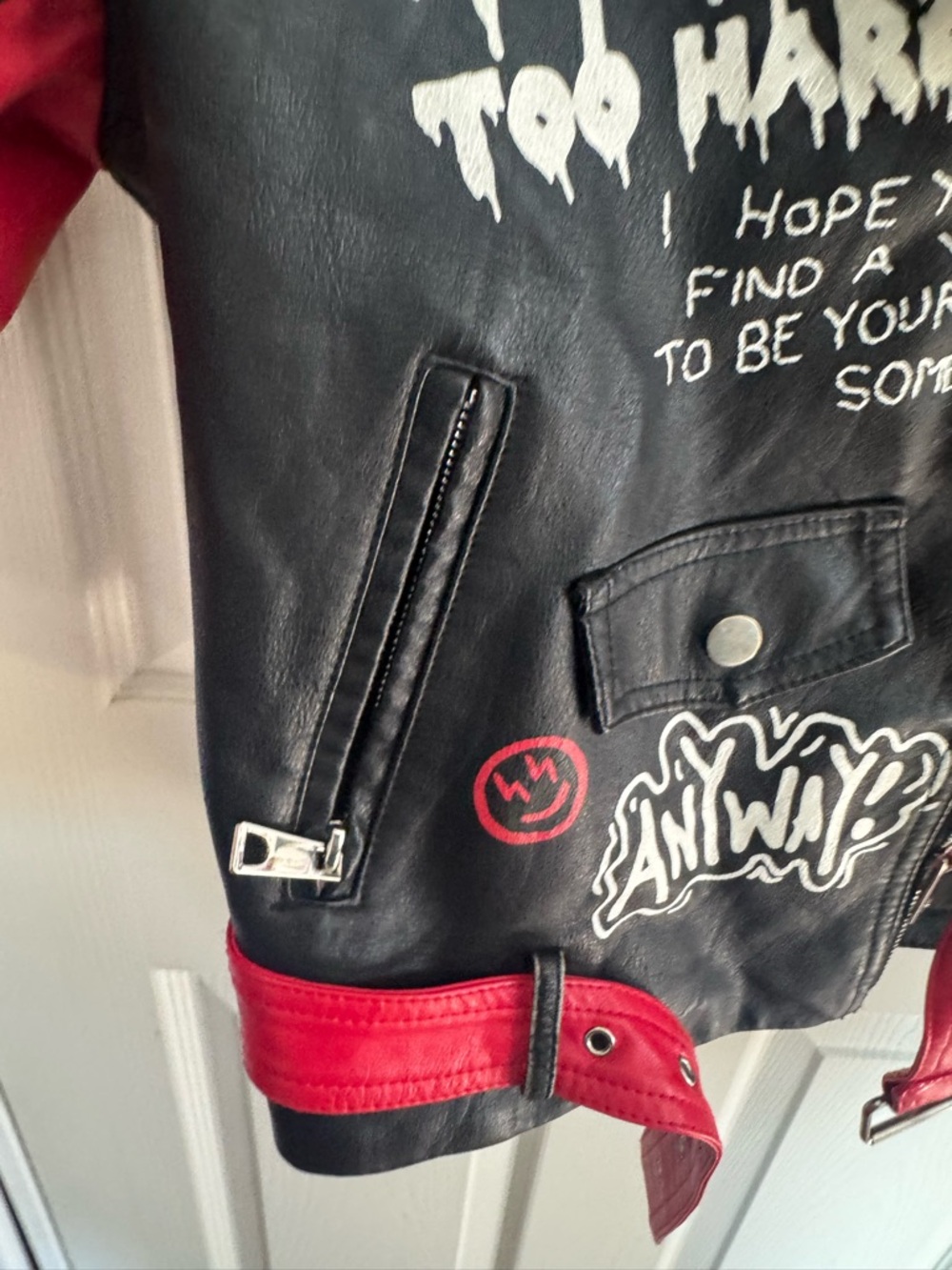 Redfox Studded Red Leather Jacket — Red & Black - Picture 8 of 14